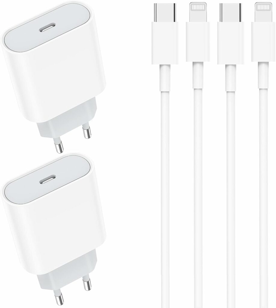 20 W 4-pack snellader USB C-stekker en 2 m kabel voor iPhone 14 13 12 11, Sakahyro USBC wandtype C-lichtnetadapter Voeding voor iPhone 14 Pro/ 14 Pro Max/ 14 Plus/SE/X/XS/XR