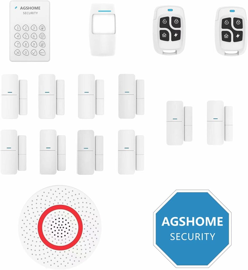 AGSHOME Alarme Maison sans Fil, 15 Pièces WiFi Alarme Sécurité Système Cambrioleur 120DB,Kits de sécurité pour la Maison,Extensible à volonté-Compatible avec Alexa, Google Assistant