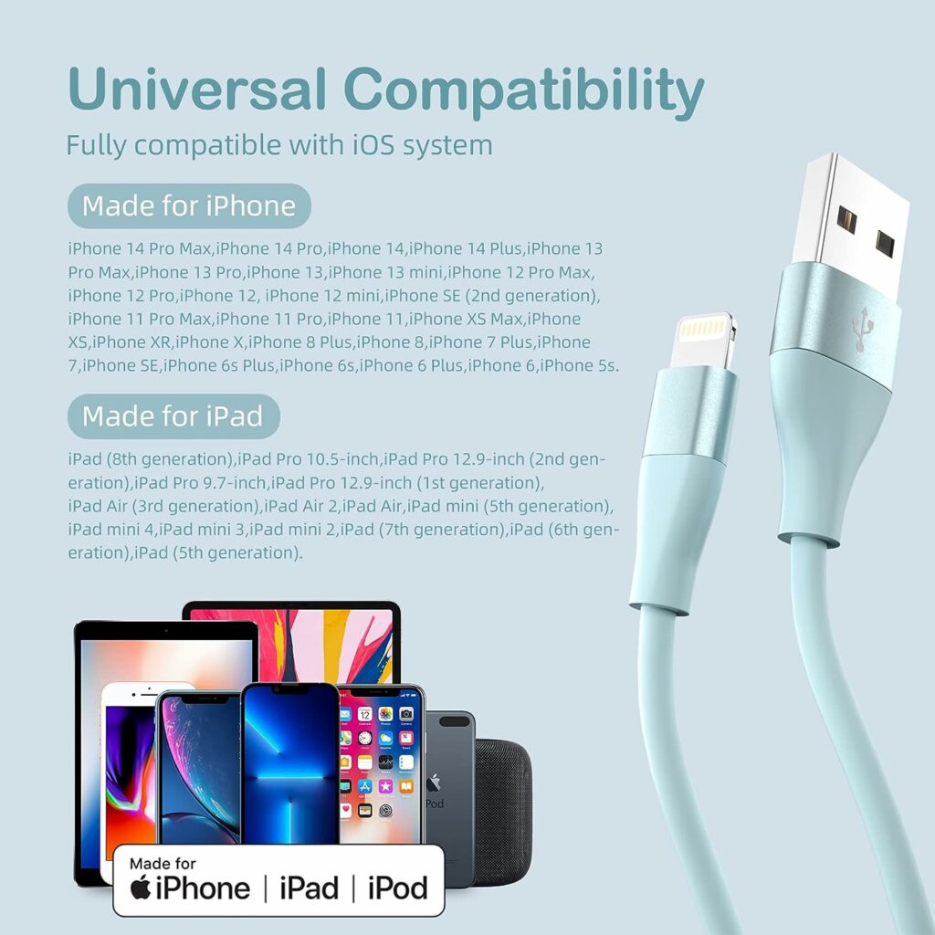Forinie iPhone Chargeur Câble [Certifié MFi] 2M/Lot de 3 Câble Lightning Charge Rapide Cord Compatible avec iPhone 14 13 12 11 Pro Max XR XS X 8 7 6 Plus SE