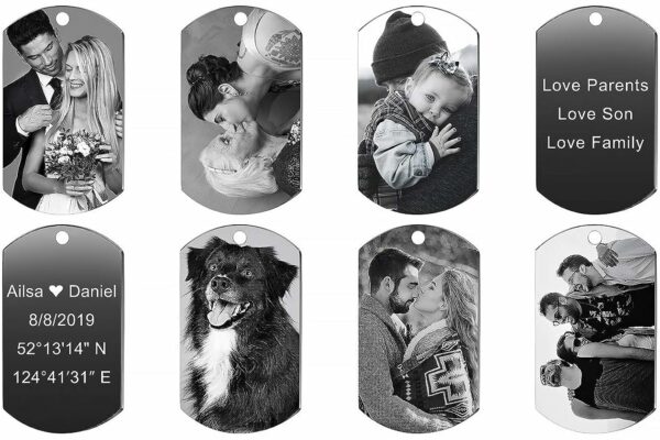 memediy personnalise dog tag pendentif collier gravure textenoir et blanc photo pour homme femme memorial en acier inoxy 4