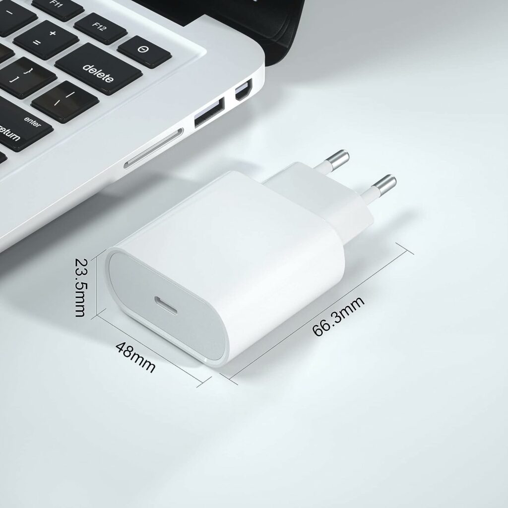 Sakahyro 20W USB C Rapide Chargeur avec 2M Câble for iPhone 14/14 Pro/ 14 Pro Max/ 14 Plus/ 13/12/ 11/ SE/X/XS/XR, AirPods, USBC Prise Mural Type C Secteur Adaptateur Alimentation, (KXS-2311)