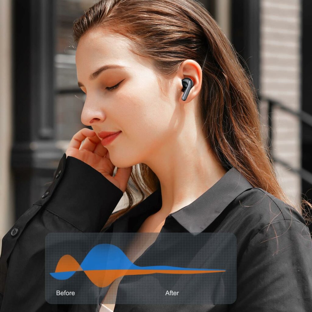 Vtkp Ecouteurs Bluetooth sans Fil, Oreillettes Bluetooth 5.3 avec HiFi Stéréo E 2 Réduction De Bruit Mic, Casque avec Écran LCD 30h Durée De Lecture, IP7 Etanche Sport Écouteur iOS Android
