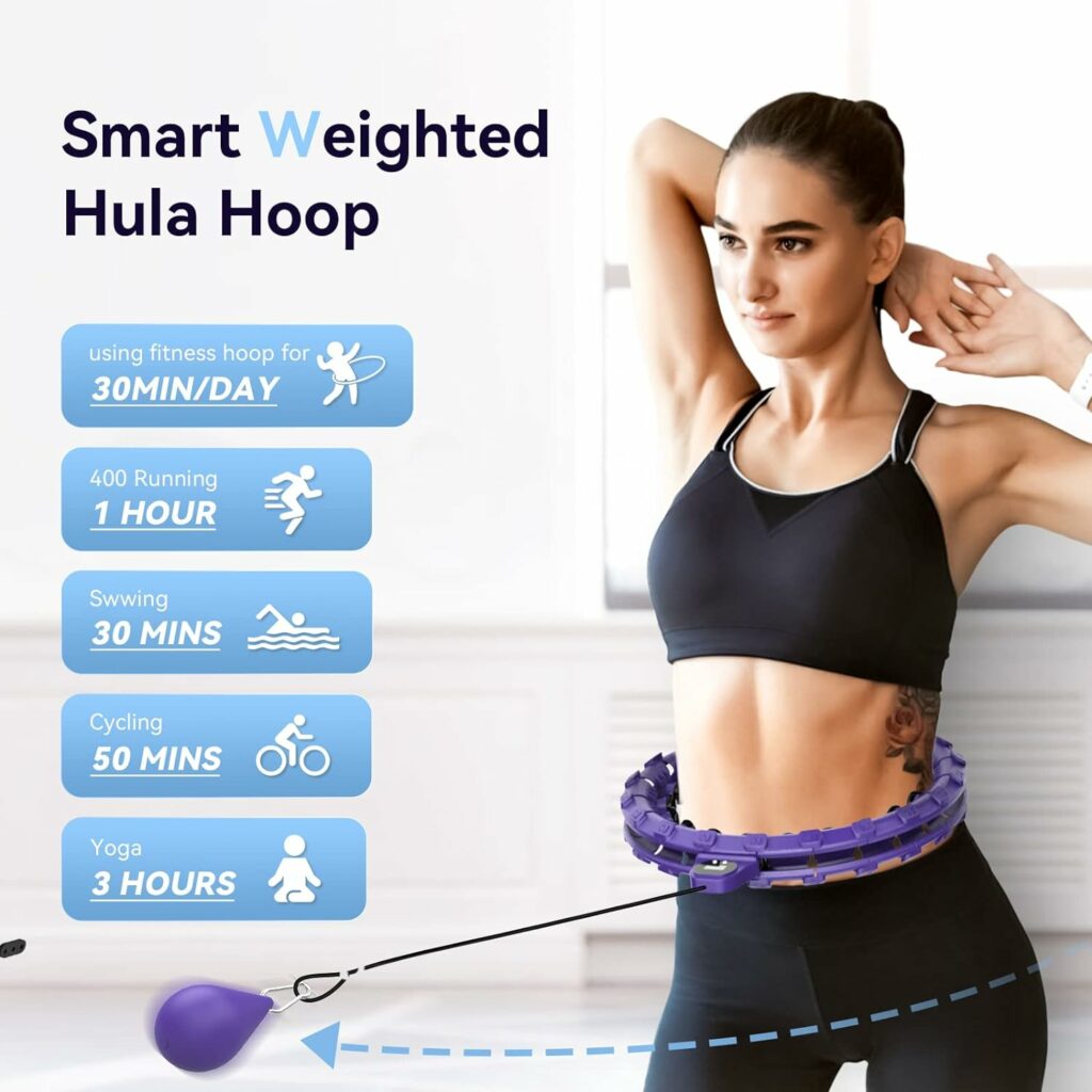 Cerceau Hula Hoop, Smart Hula Hoop de Fitness 2 en 1 avec Réglable Amovibles pour Débutants, Adultes, Enfants, Perte Poids, Fitness, Massage, Sport