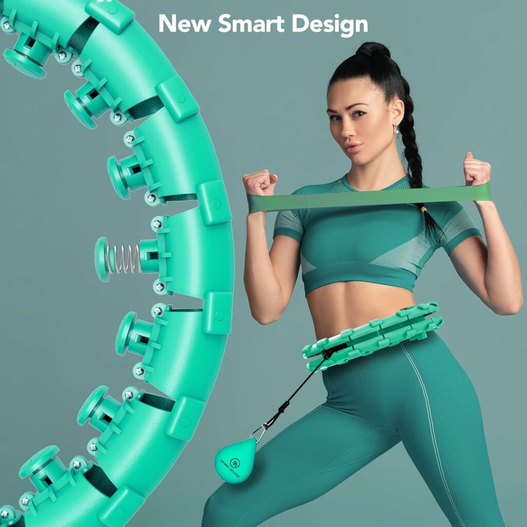 Desire Deluxe Hula Hoop Lesté – Cerceau Innovant de Qualité avec Anneaux Détachables – Balle Rotative à 360° avec Poids pour Les Exercices de Fitness pour Adultes