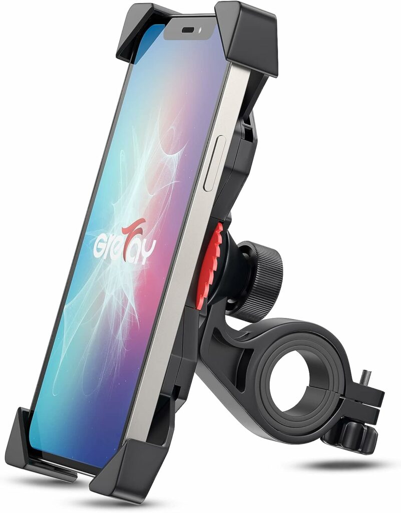 Grefay Support Téléphone Vélo Support Smartphone de Moto, Universel Porte Vélo du Guidon avec 360° Rotation pour 3,5 à 6,5 Pouces GPS pour Smartphones Autres Appareils Noir
