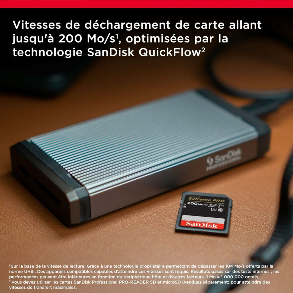 SanDisk 128 Go Extreme PRO carte SDXC + RescuePRO Deluxe, jusquà 200 Mo/s, UHS-I, Classe 10, U3, V30